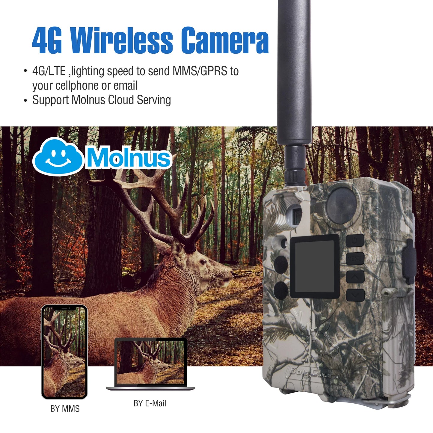 BolyGuard BG310-M Cellular Trail Hunting Camera 4G Wireless 18MP/720P Black IR 940nm Invisible Outdoor Wildlife Security Camera