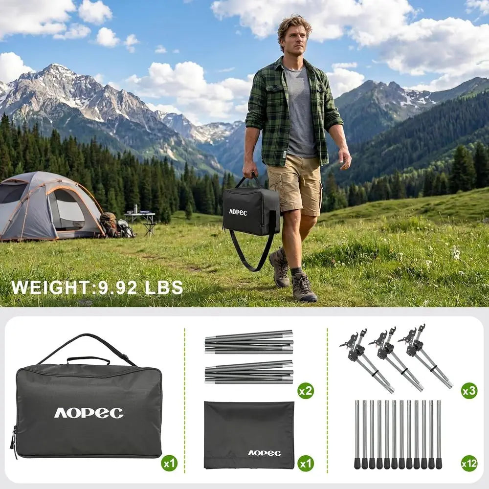 Durable 350lbs Camping Cot, Adjustable Height, Lightweight Portable Folding Bed for Outdoor, Travel, Beach, Office Nap