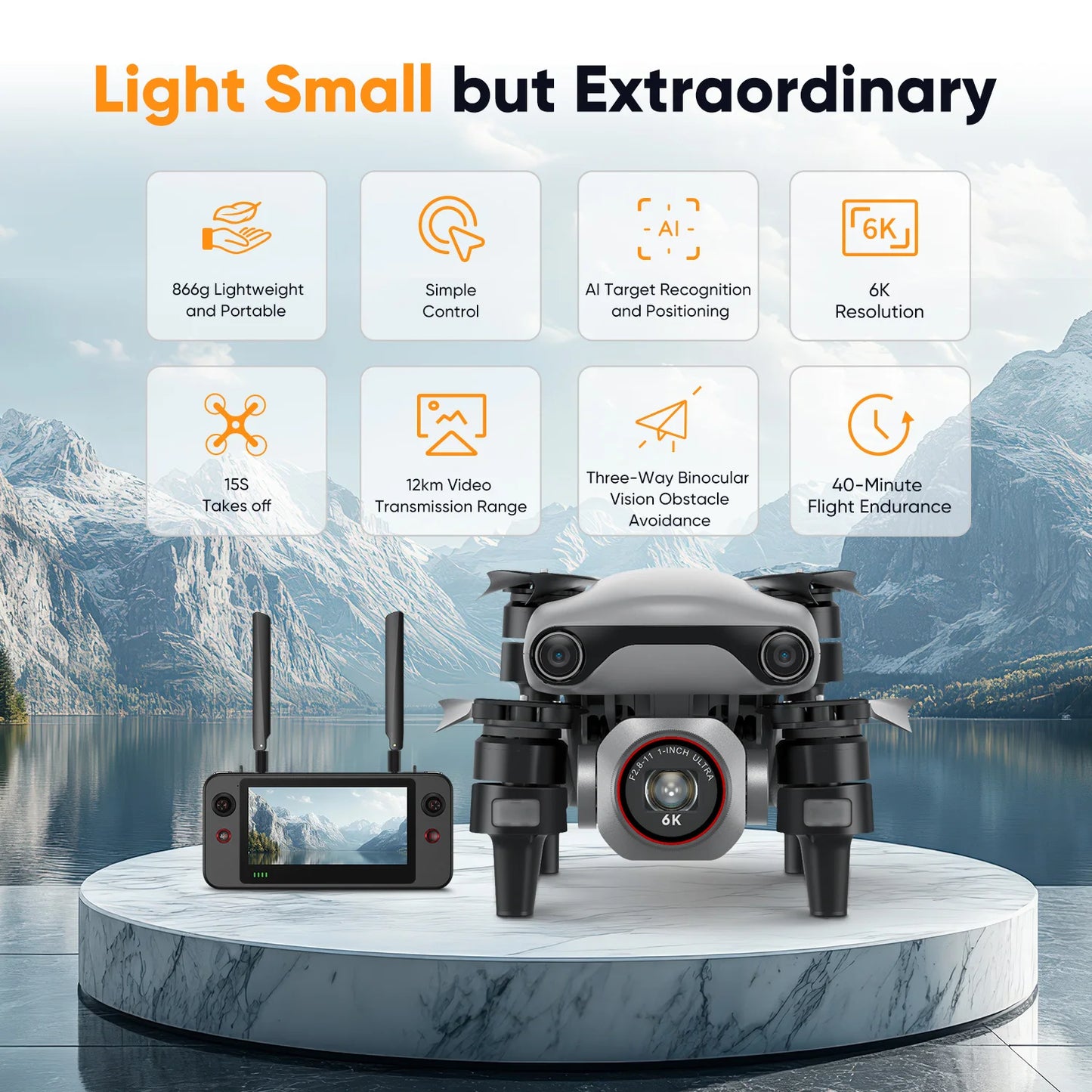 Autel Robotics Drone EVO Lite 6K Enterprise 6K 1'' CMOS  Camera F2.8~F11 Aperture 16x Digital Zoom 40Mints AI Target Recognition
