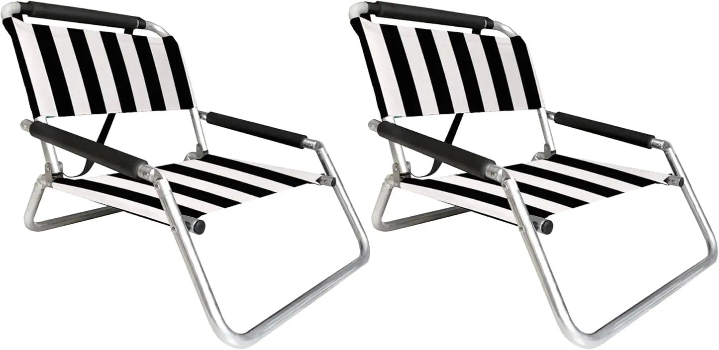 Beach Chairs - Lightweight, Portable and Foldable Recliner Beach Chairs for Park, Camping and Outdoor Adventures - with Slip Poc