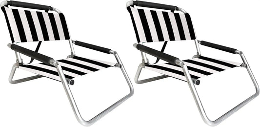 Beach Chairs - Lightweight, Portable and Foldable Recliner Beach Chairs for Park, Camping and Outdoor Adventures - with Slip Poc