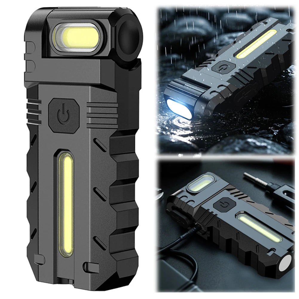 Magnetic LED Flashlight Compact Torch USB Rechargeable Mini Flashlight Waterproof EDC Pocket Flashlight for Outdoor Emergency