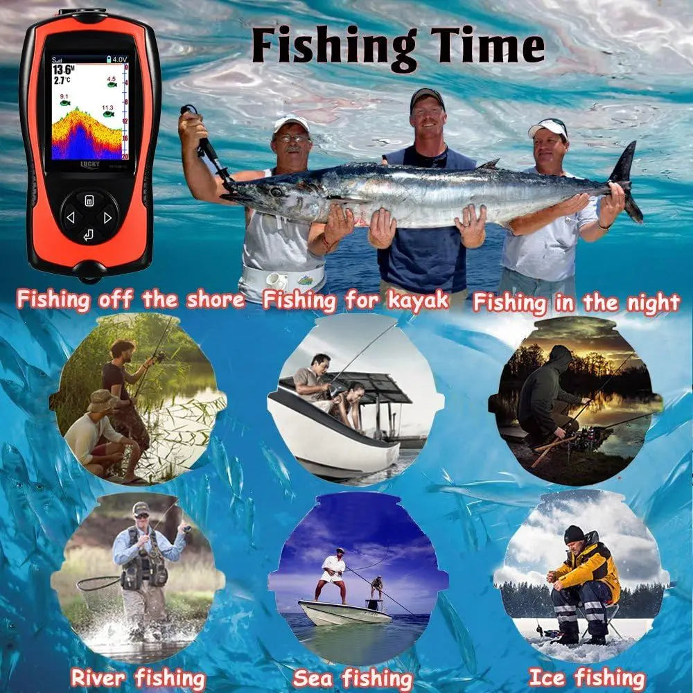 Portable Fish Finder Handheld Kayak Fish Finders Wired Fish Depth Finder Sonar Sensor Transducer for Boat Fishing Sea Fishing