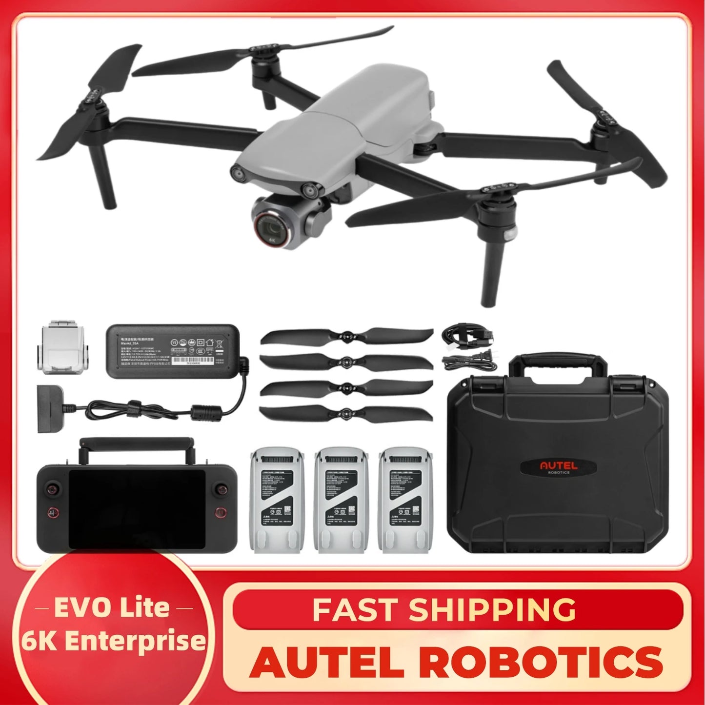 Autel Robotics Drone EVO Lite 6K Enterprise 6K 1'' CMOS  Camera F2.8~F11 Aperture 16x Digital Zoom 40Mints AI Target Recognition