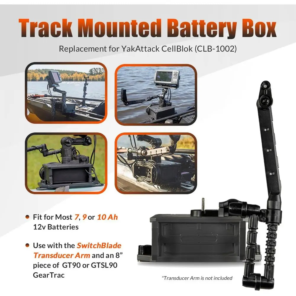Track Mounted Battery Box for Fish Finders, Replace for YakAttack CellBlok (CLB-1002), Compatible with YakAttack Switchblade Tra