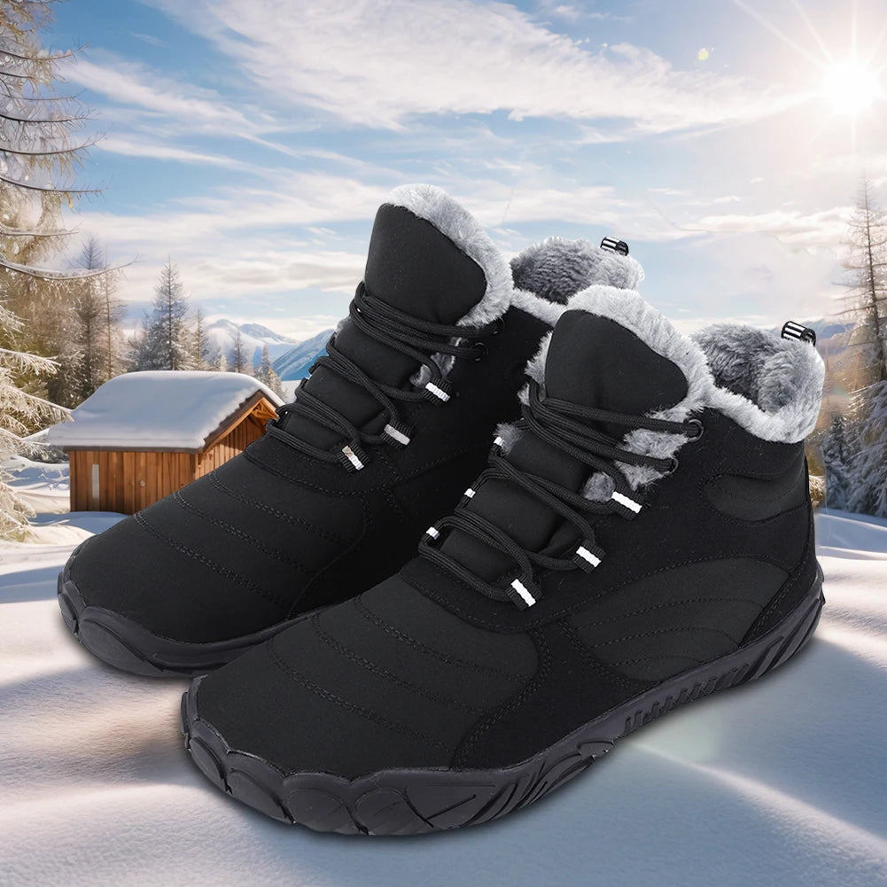 Warm Hike Shoes Non-Slip Waterproof Warm Fur Lined for Women Men (Black 40)