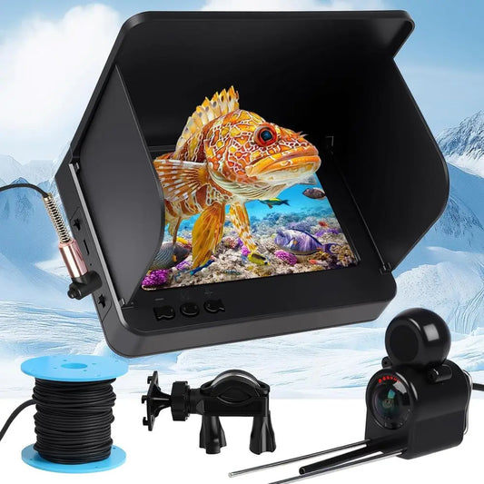 Underwater Fishing Camera with 5" IPS Monitor, Portable Fish Finder with Infrared Night Vision Light & 98ft Cable, IP68 Waterpro