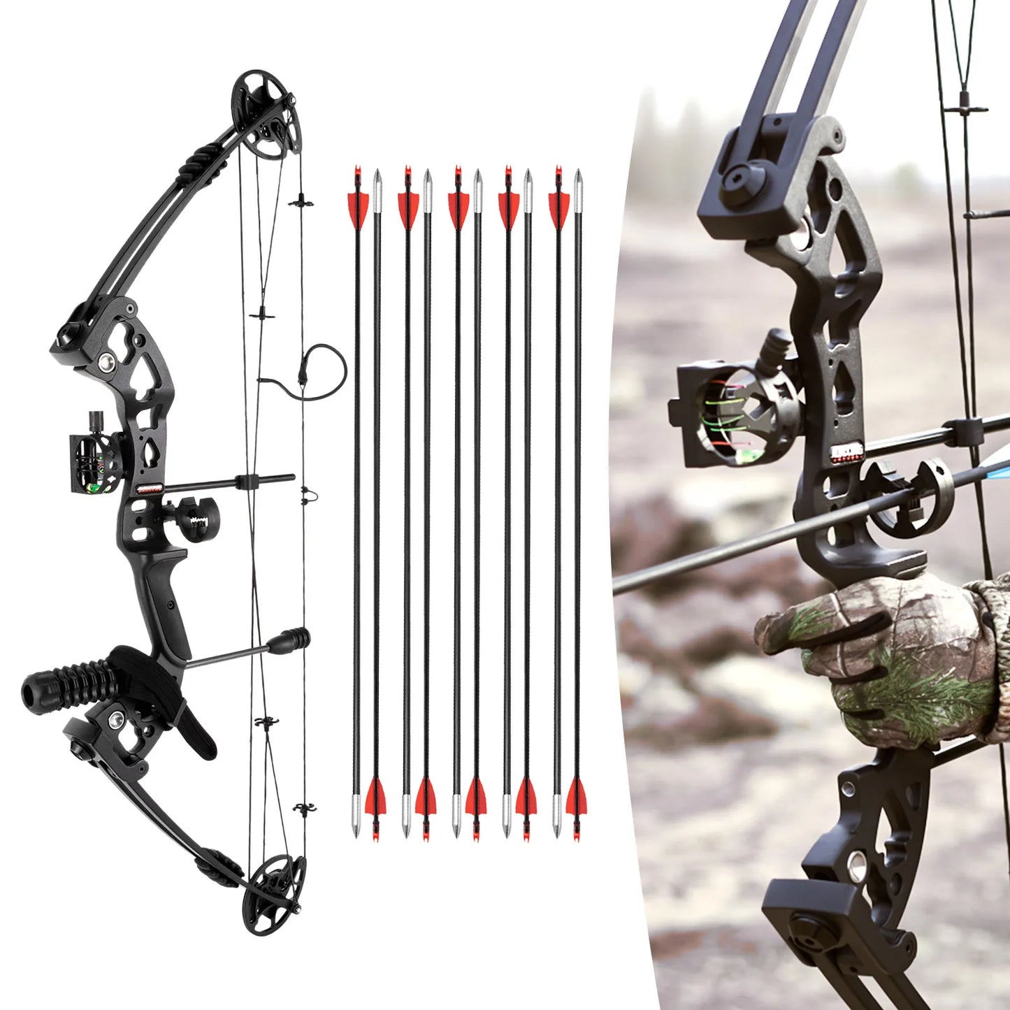 Compound Bow Arrow Set Right Hand Archery Compound Bows Draw Weight 30-55lbs,Adjustable for Adults and Beginners 310fps