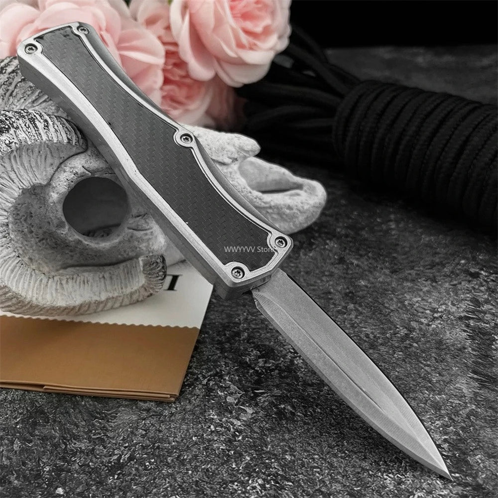 Portable Outdoor Folding Knife, 440C Blade Zinc Alloy Handle, with Pocket Clip Camping Hunting Hiking Travel  Practical Tool