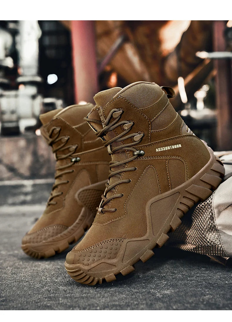 Men  Boots Lace Up Waterproof Climbing Hiking Shoes Motorcycle Training  High Quality Hunting Unisex Desert Boot 2025 New