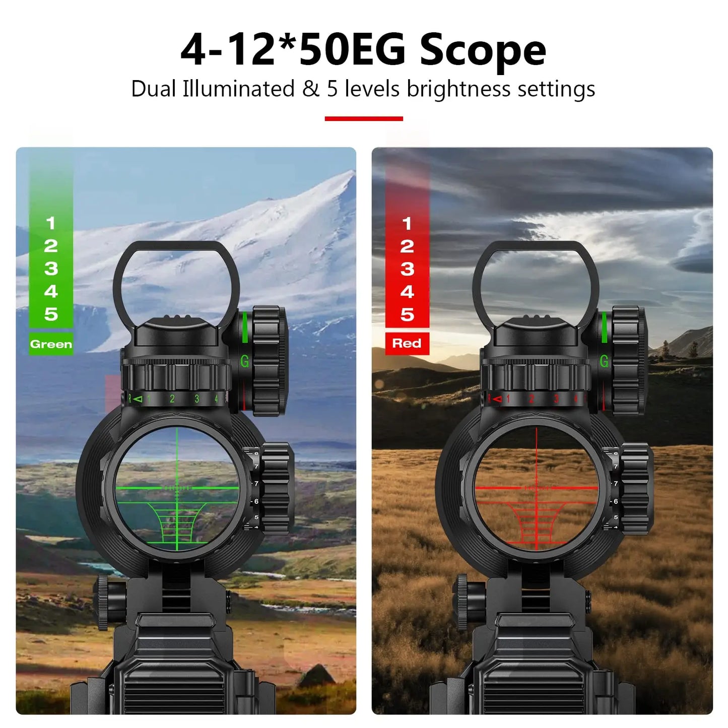 Riflescope Combo 4-12x50EG Dual Illuminated Optics & IIIA/2MW Laser Sight & 4 Holographic Reticle Green Dot Sight & 2