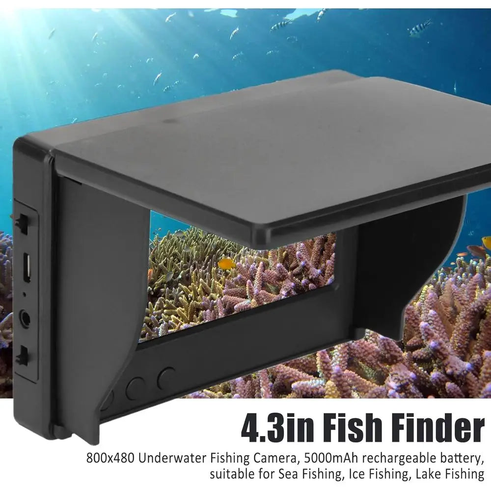 4.3 Full-View Angle Fish Finder, 800x480 Cam, 5000mAh Battery, Ideal for Sea, Ice, Lake Fishing, 3.5mm Jack Support