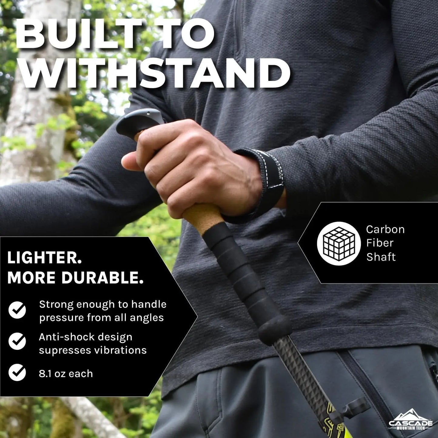 Lightweight Carbon Fiber Trekking Poles with Quick Adjust Locks for Hiking and Walking