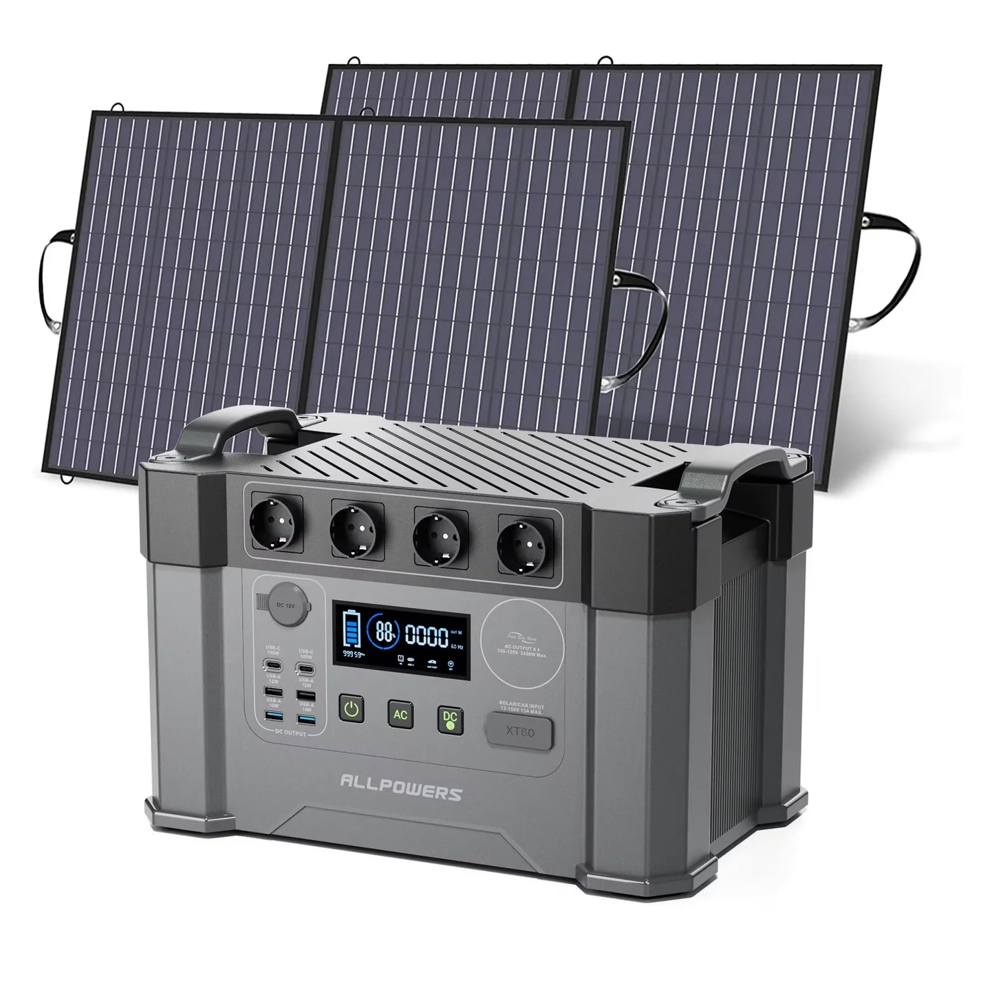 ALLPOWERS S2000 Pro Solar Generator 1451Wh 2400W Portable Power Station & 140W / 200W / 400W Foldable Solar Panel for Camping RV