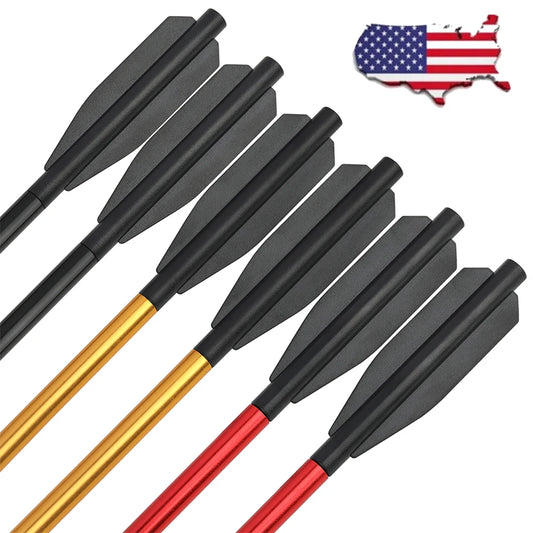 12pcs Archery Aluminium Arrows Black/Gold/Red 6.7 inch Crossbow Bolt Blade Arrowheads Hunting Shooting Target Outdoor Sports