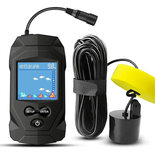 Portable Water Fish Finder Transducer Wired Handheld Depth Finder Sonar LCD Display Fish Finders Kayak FF068