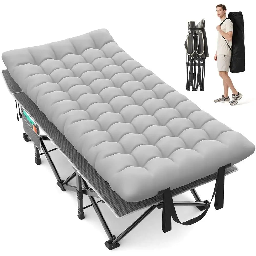 Heavy-Duty XXL Camping Cot with Pillow Mattress, 900 lbs Capacity, 1200D Double-Layer Fabric, Portable Cot for Adults, Includes