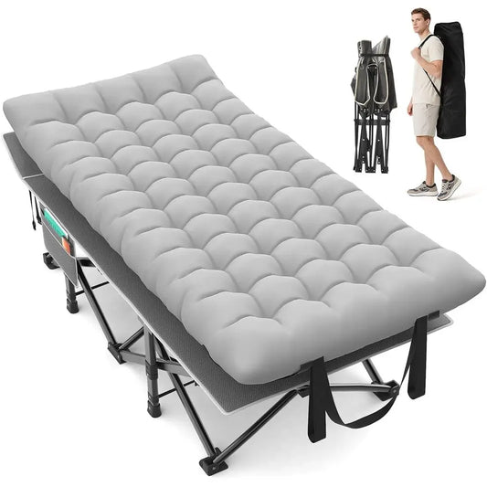 Heavy-Duty XXL Camping Cot with Pillow Mattress, 900 lbs Capacity, 1200D Double-Layer Fabric, Portable Cot for Adults, Includes