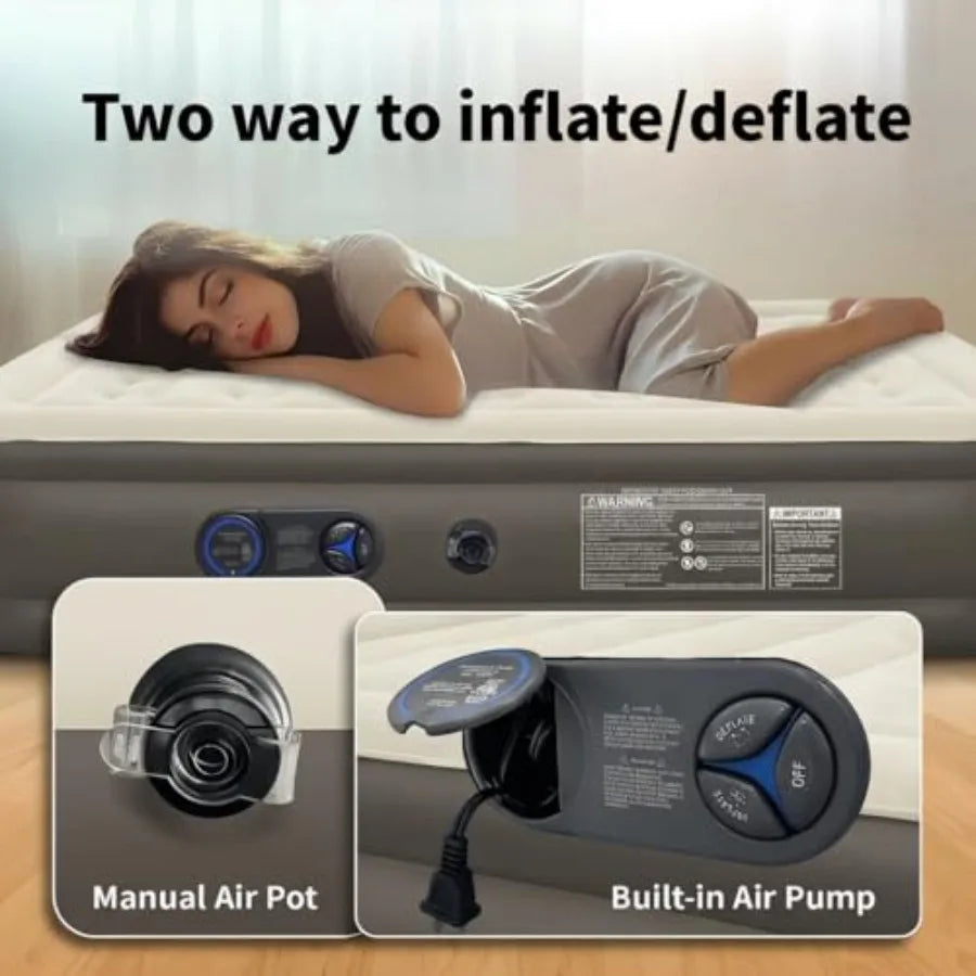 Air Mattress Queen Size Inflatable Camping Air Bed Inflating Mattress Blow Up Bed 80L*60W*6H Airbed Mattress Portable Inflatabl