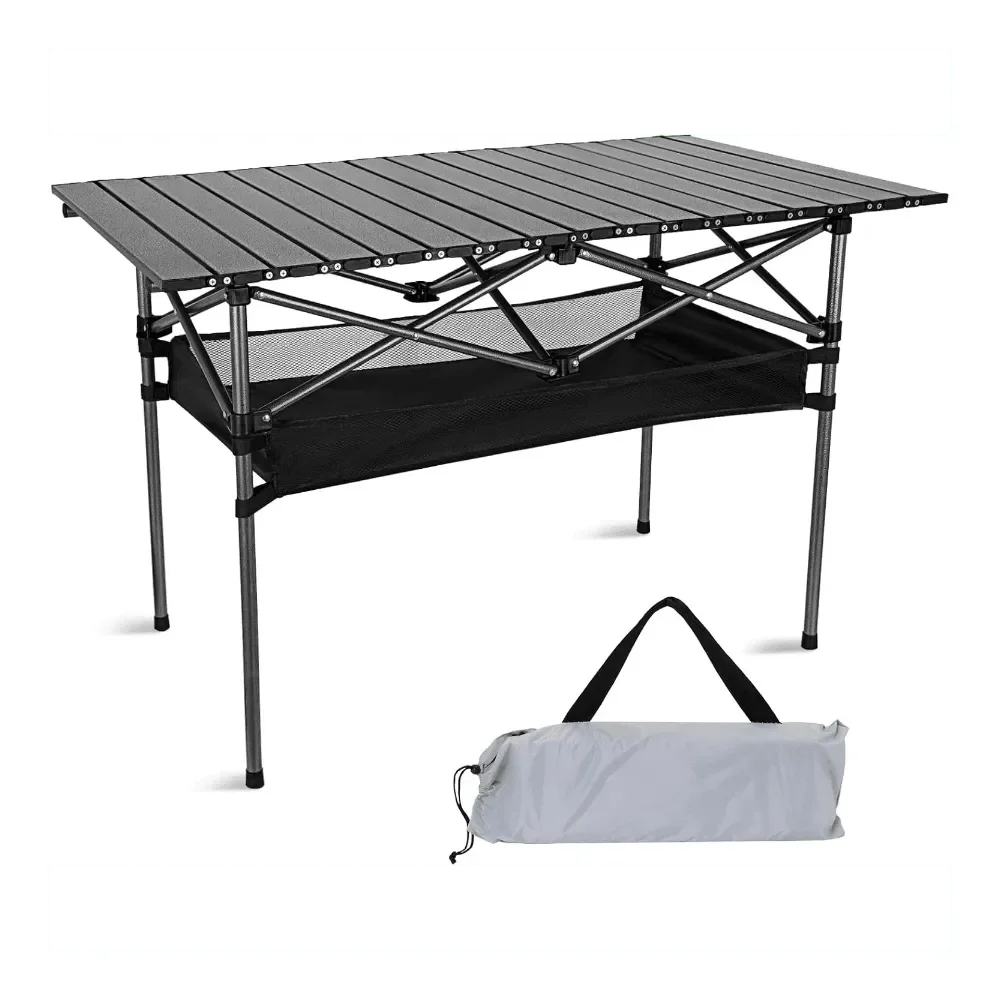 Folding Camping Table Lightweight Collapsible Outdoor Table With Carry Bag, Sturdy Legs Large Flat Surface For Picnics, BBQs, B