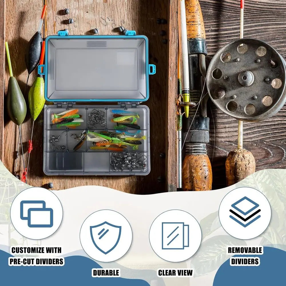 Waterproof Tackle Boxes with 3600 & 3700 Removable Dividers, Ideal for Freshwater & Saltwater Fishing (Blue)