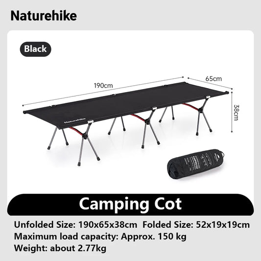 Naturehike Folding Camping Cot Portable Height Adjustable Ultralight Backpacking Cot Tent Travel Outdoor Camp Single Bed