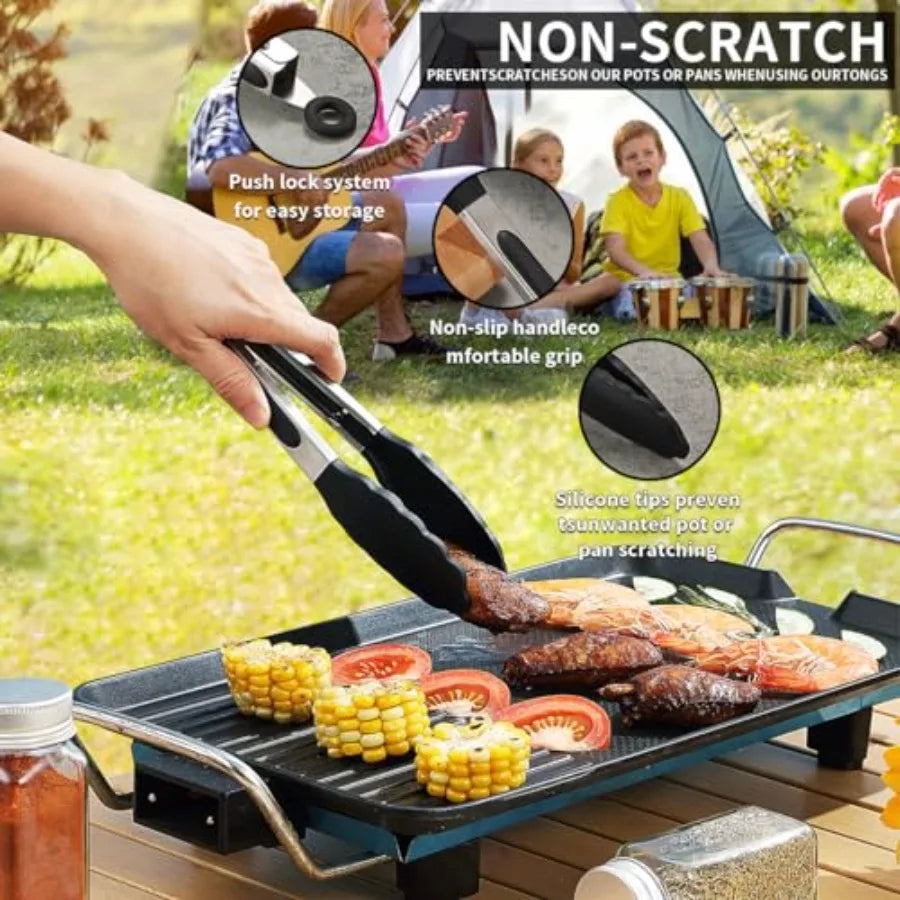Camping Kitchen Cooking Utensil Set 10 Piece, Stainl Steel Outdoor Cooking and Grilling Utensil Organizer Travel Set Perfect fo
