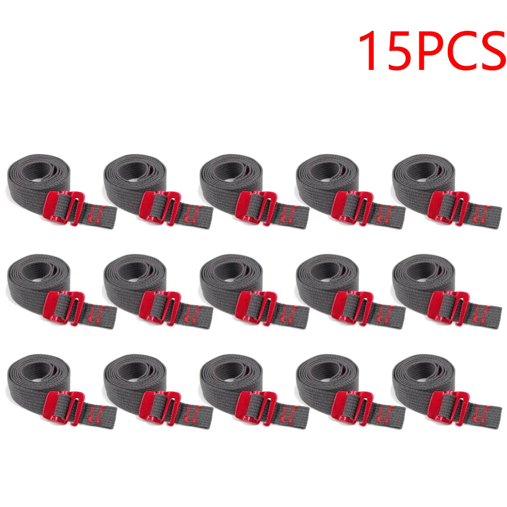 5-20PCS 1.5m Cord Tape Nylon Rope with Quick Release Hook Hiking Climbing Tension Belts  Buckle Tie-Down Belt Cargo Straps