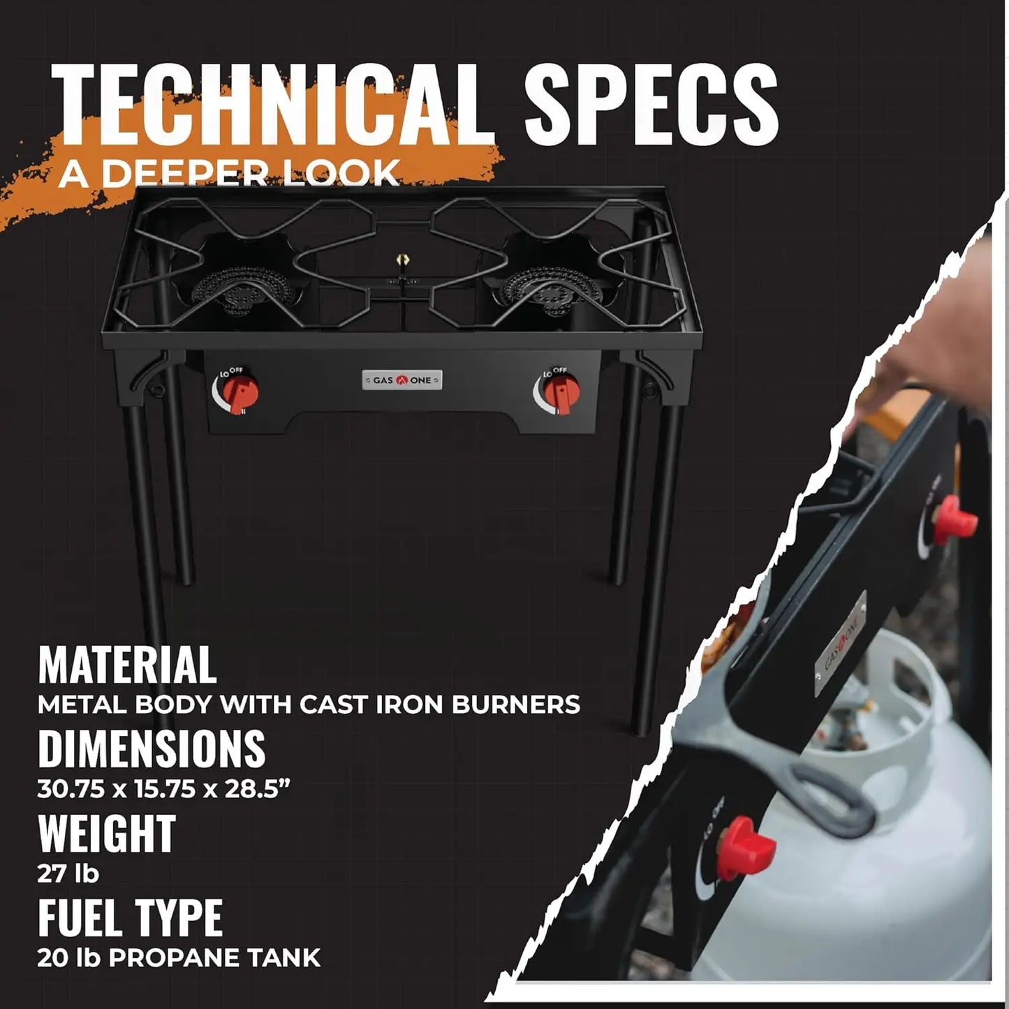 Propane Double Burner Two Burner Camp Stove Outdoor High Pressure Propane 2 Burner Adjustable PSI