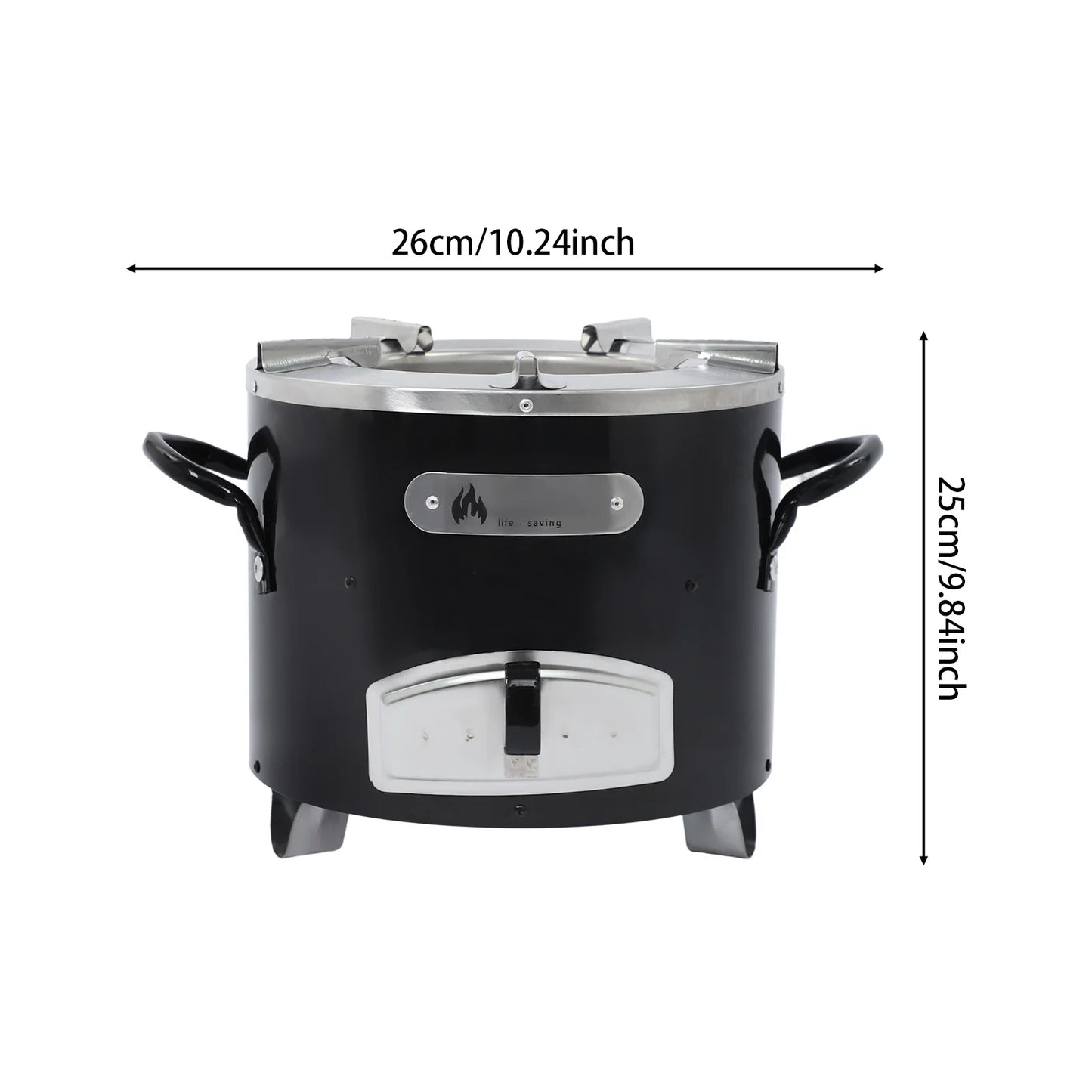 Outdoor Camping Charcoal Stove, Portable Stainless Steel Wood Stove with Removable Ash Tray for BBQ Hiking Backpacking