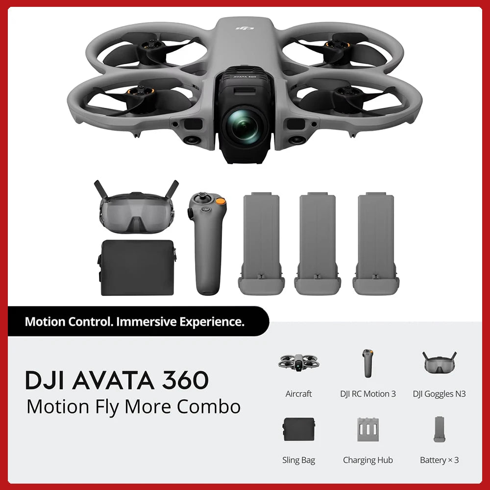 DJI Avata 360 Drone Dual Modes 360° & Single Lens Drone With 1-Inch 8K 360° Imaging for FPV & Aerial Filming 360° Camera Drone With Propeller Guard Elevate 360° View O4+ FHD Video Transmission