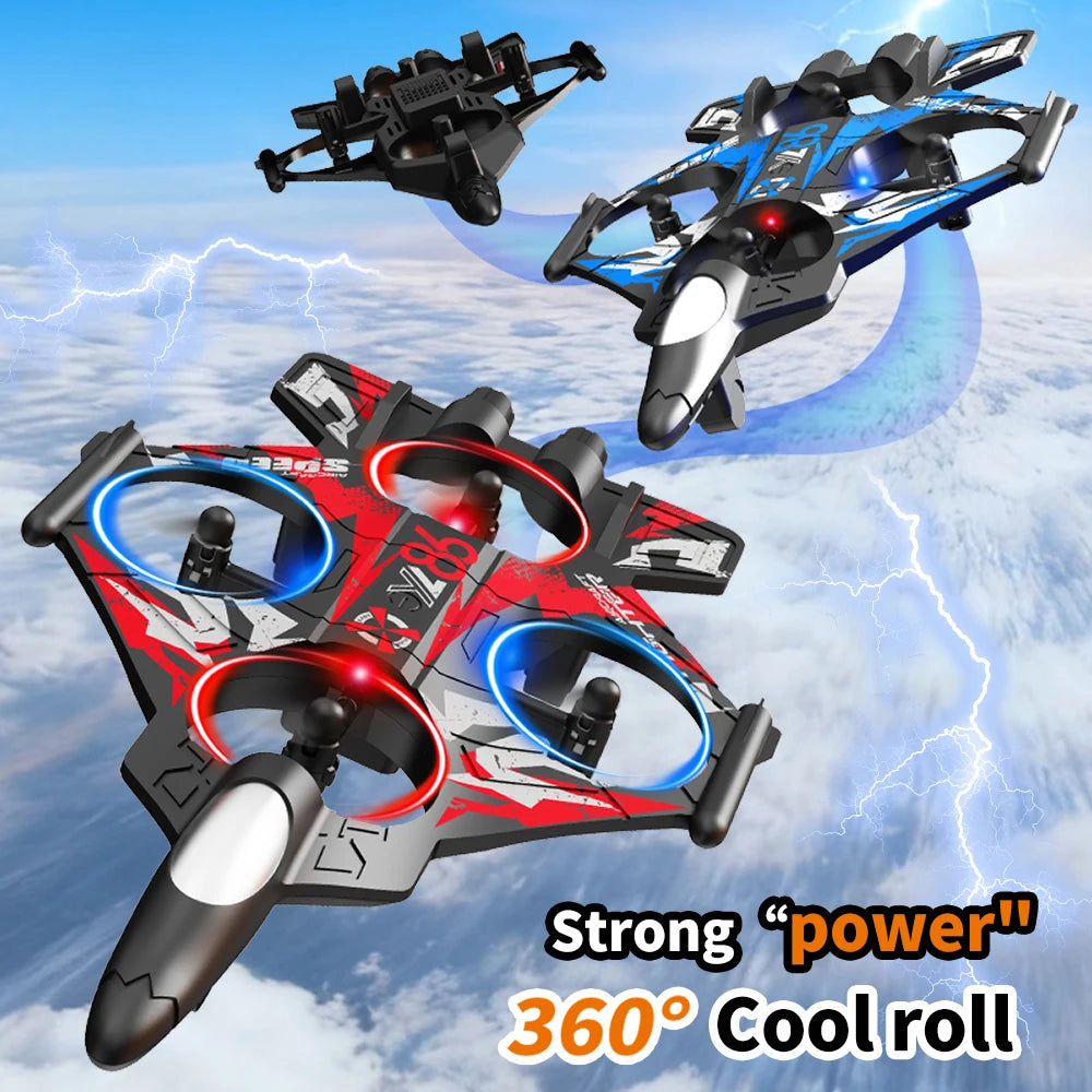 Fighter Jet Drone With Screen Remote Altitude Hold 360° Stunt Roll 2.4G Multiplayer Play Cool LED Light Beginner Friendly RC Quadcopter