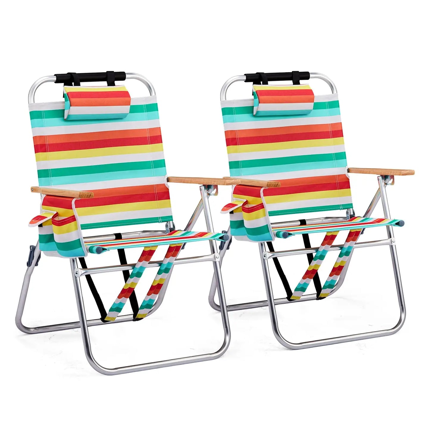 Lightweught 17" Backpack Beach Chair, Tall Beach Chairs for Adults, Portable with Adjustable Straps, 3-Position Customized