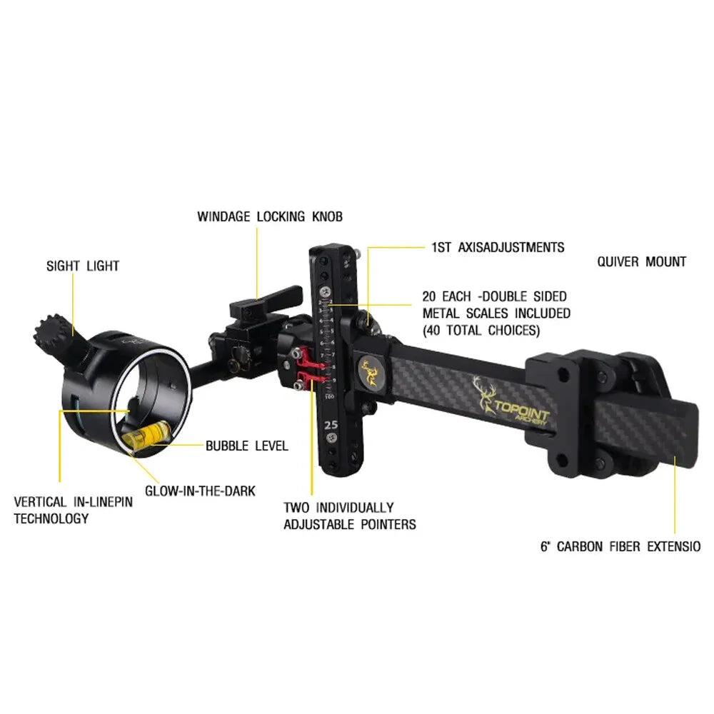Archery Hunting Shooting Compound Bow Single Pin Sight 4/6/8x Lens Carbon Rod Adjustable Outdoor Archery Bow Target Accessories