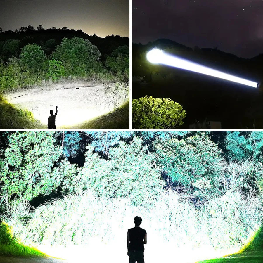 2026 New Ultra Bright LED Flashlight USB Rechargeable Zoom Flashlights Long Range 6000M Tactical Torch Camping Fishing Work Lamp