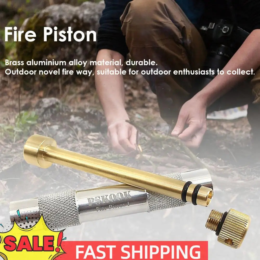 Brass Fire Starter Tube Portable Ignited Piston Firearm Useful Air Compression Fire Tube Survival Tool Heating Gadgets