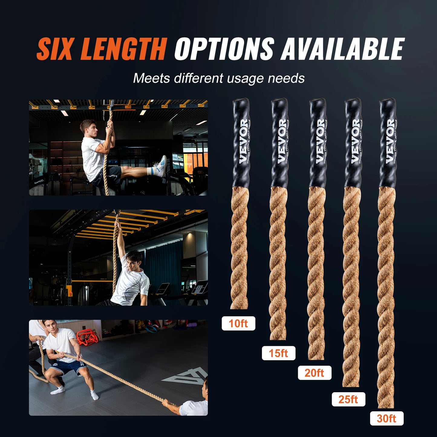 SucceBuy 10-30FT Gym Climbing Rope Gym Fitness Training Rope Gym Exercise Workout Rope for Adults, Climbing Rope for Fitness