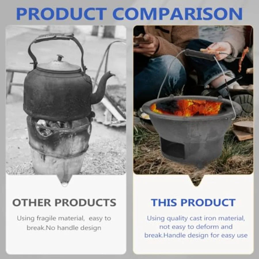 DOITOOL Cast Iron Charcoal Hibachi Grill Portable Charcoal Grill for Outdoor Camping Barbecue Cooking with Compact Design Top D