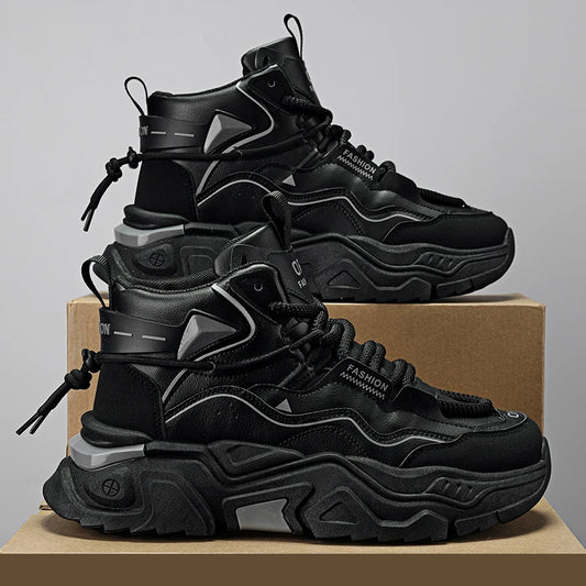 Men's large-sized trendy new style casual breathable sports shoes suitable for couples. Casual shoes with mid-calf support and a