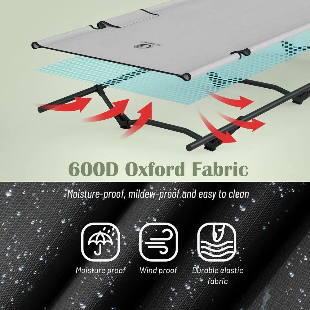 Portable Camping Cot with Storage Bag - Lightweight, Durable, Ideal for Hiking, Backpacking, and Outdoor Adventures (Grey)