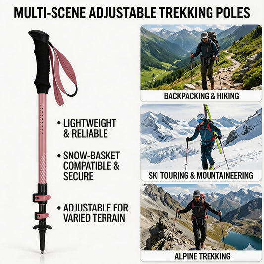 2pcs Trekking Poles Ultralight Carbon Fiber Walking Sticks Outdoor Folding Portable Climb Hiking Telescopic Poles for Women/Man