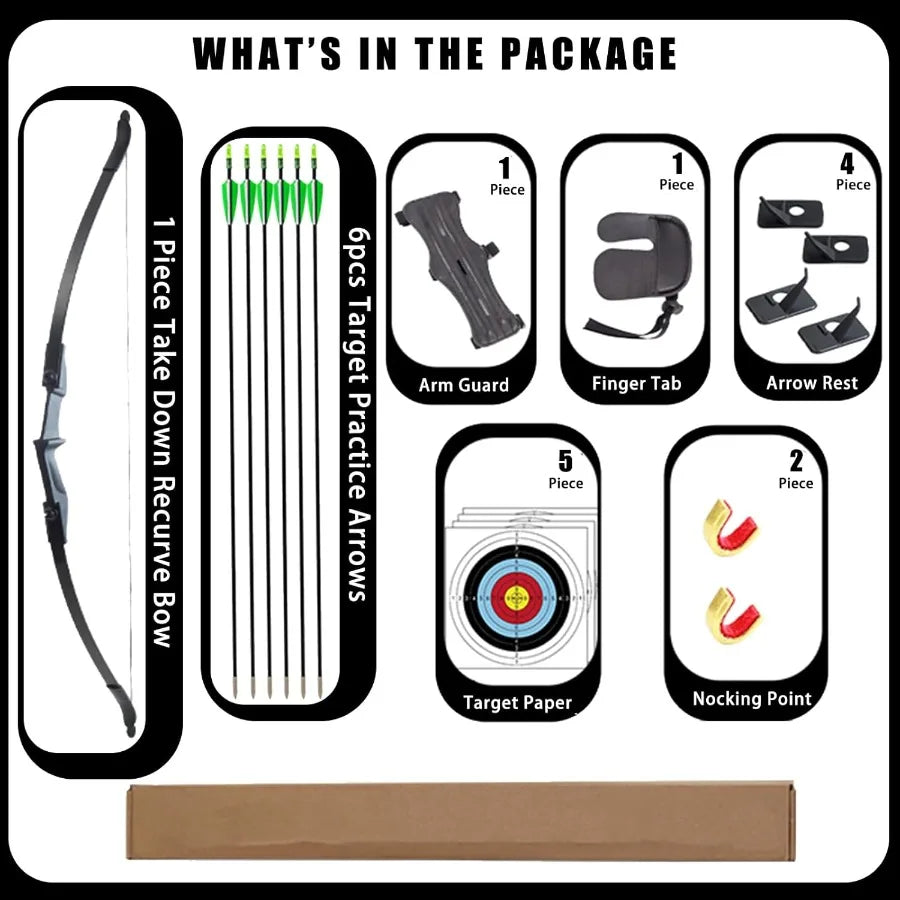 Archery Bow and Arrow Adult - Takedown Recurve Bows Archery Set for Adults Youth Beginner 20lbs Left and Right Handed Outdoor T