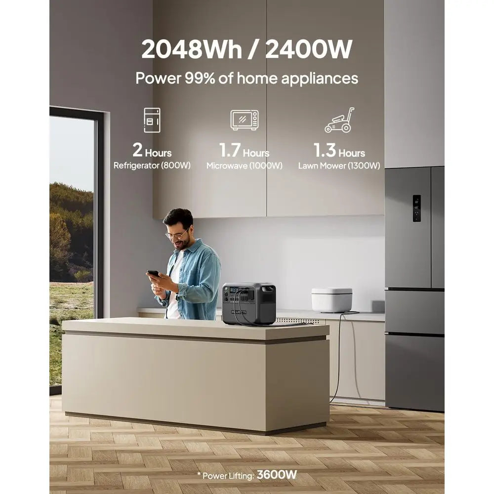 AC200L Portable Power Station, 2048Wh LiePO4 Battery Backup, Expandable to 8192Wh w/ 4 2400W AC Outlets (3600W Power Liting), 30
