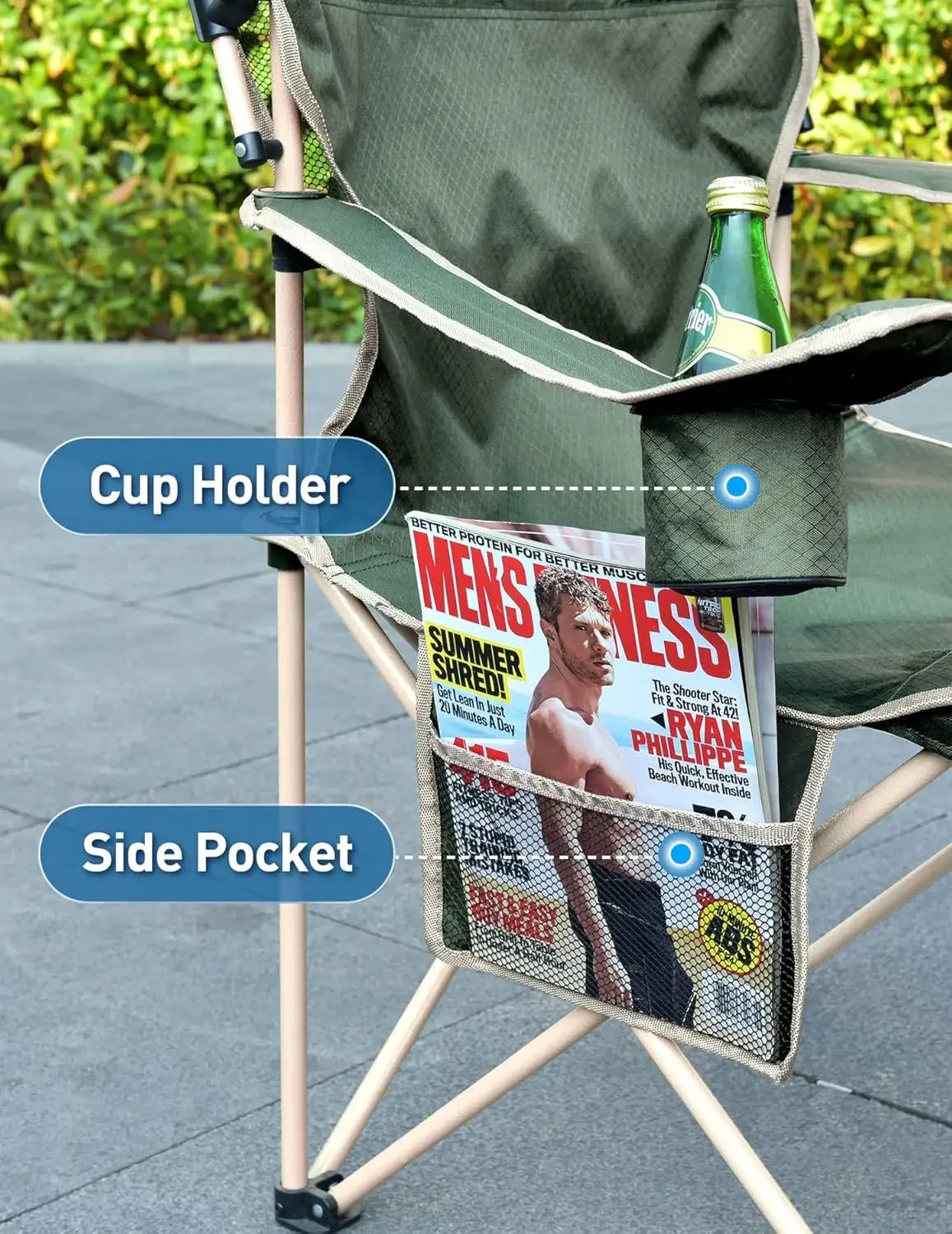 Folding Camping Chair with Shade Canopy for Adults, Canopy Chair for Outdoors Sports with Cup Holder, Side Pocket for Camp, Beac