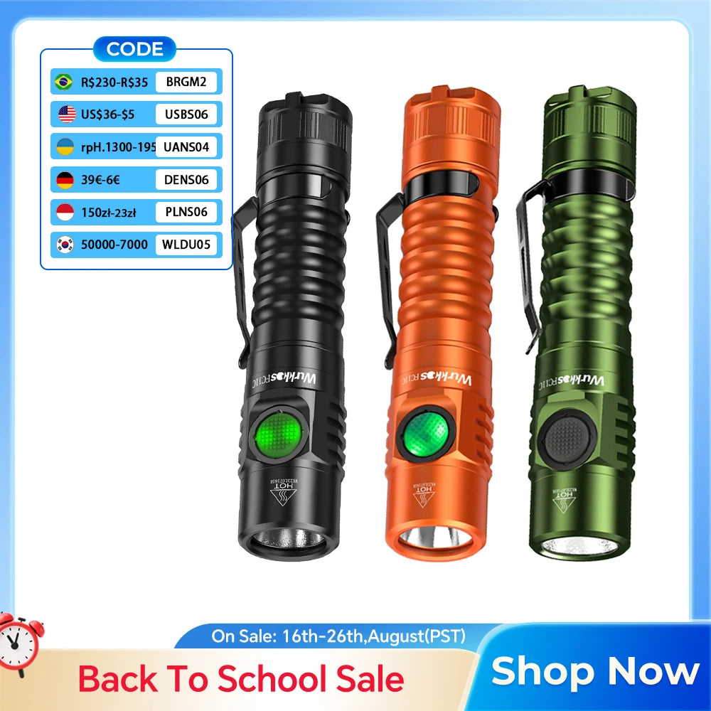 Wurkkos FC11C Flashlight Nippon Chemical 519A Mountaineering Edition 18650 Battery Max Output 1200 Lm USB-C Charging Daily Carry