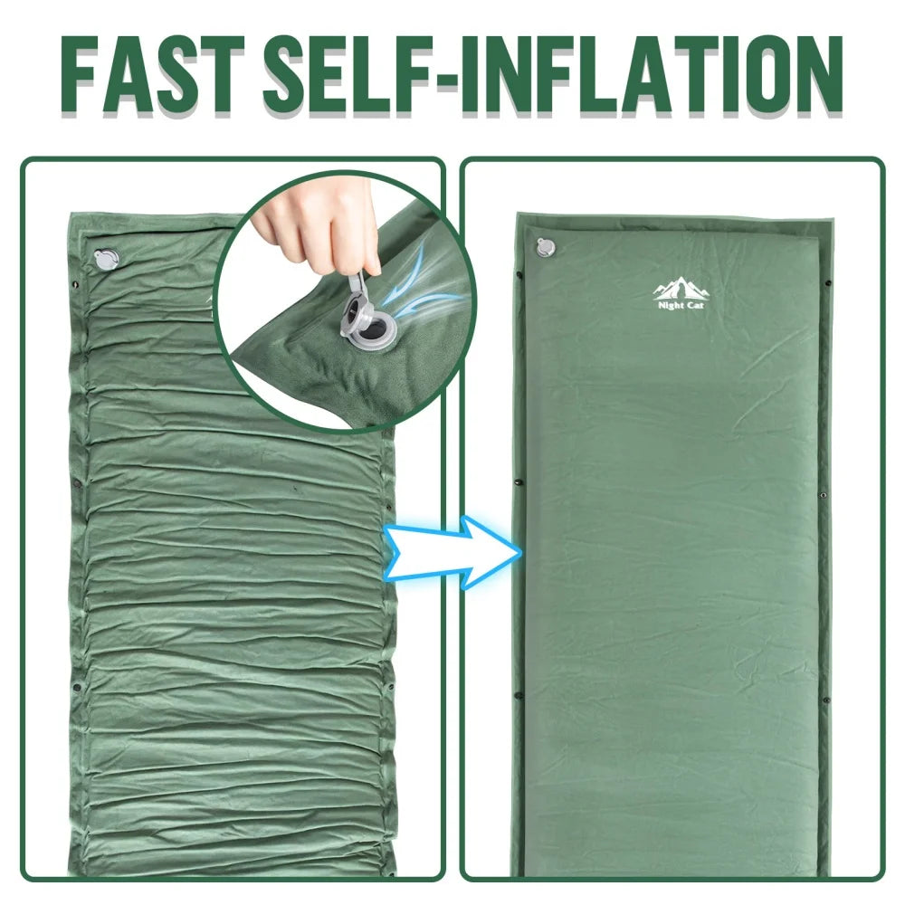 Night Cat Self-Inflating Sleeping Pad: Camping Mattress Single Memory Foam for Hiking - Comfortable Camping Mat Air for Outdoor