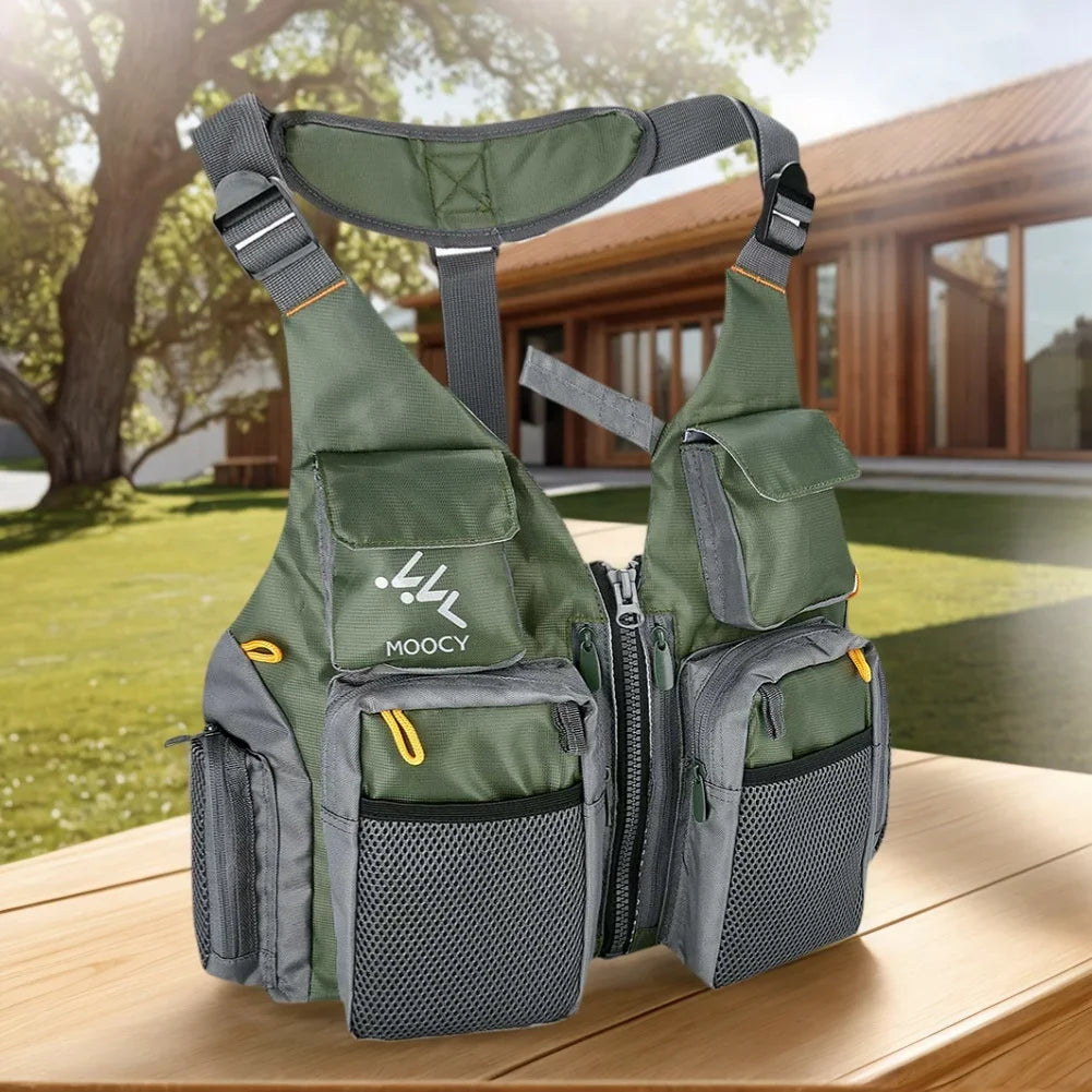 Fishing Vest Breathable Fishing Travel Mesh Vest with Zipper Pockets Summer Work Vest for Outdoor Running Travel Hiking