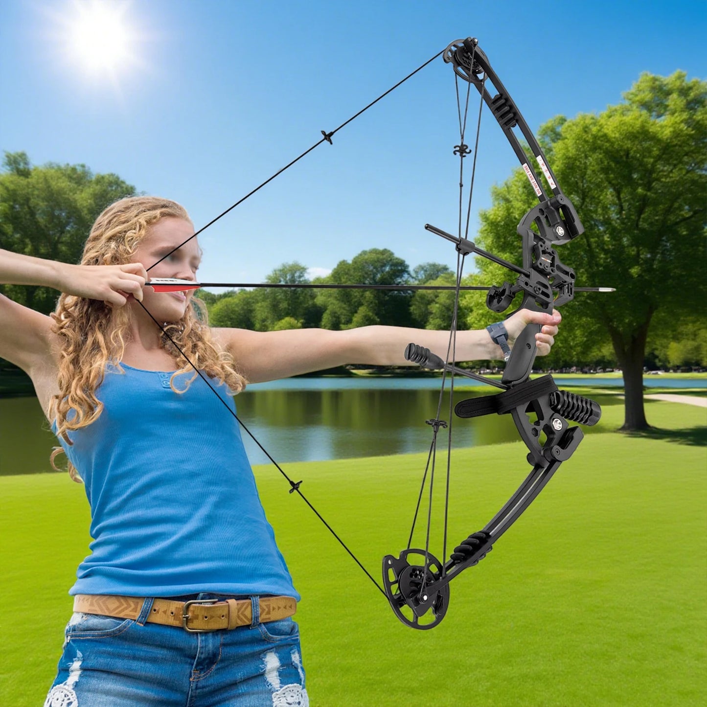 Hunting Bow Archery Arrows Set Right Hand Compound Bow Arrow Set, Draw Length 24"-29.5", Draw Weight 30-55 lbs,310 fps