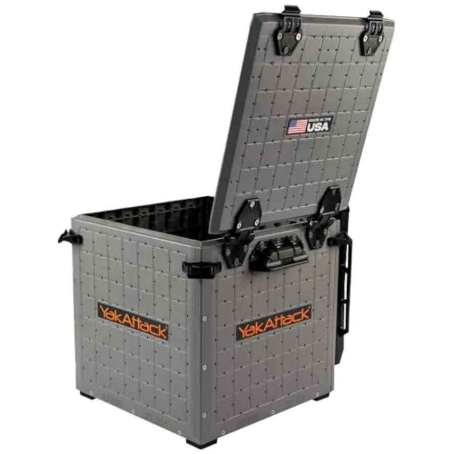 Pak Pro 13" x 13" Fishing Crate with 3 Rod Holders - Compact Tackle Storage Box and Gear Organizer for Kayaks Lightweight, Dura