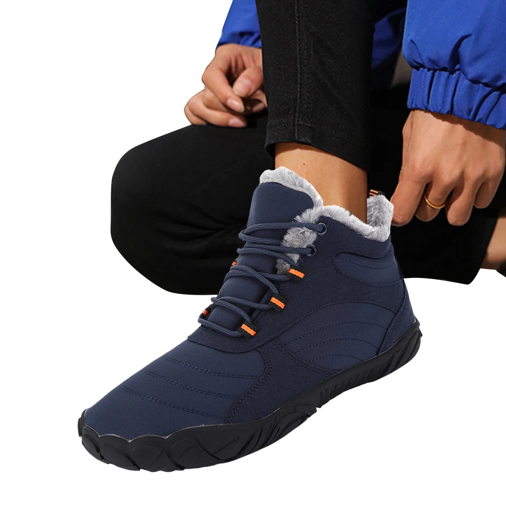 Warm Hike Shoes Non-Slip Waterproof Warm Fur Lined for Women Men (Dark Blue 42)